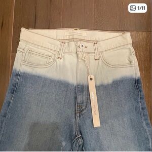 JONATHAN SIMKHAI WOMENS JEANS SIZE 25 HIGH WAIST 2 TONE WHITE BLUE NWT